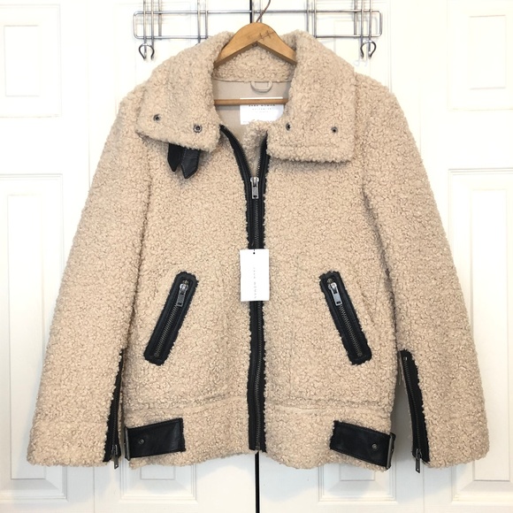 Zara Jackets & Blazers - NWT! ZARA Teddy Bear Faux Shearling Moto Jacket